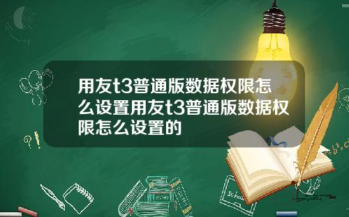 用友t3普通版数据权限怎么设置用友t3普通版数据权限怎么设置的