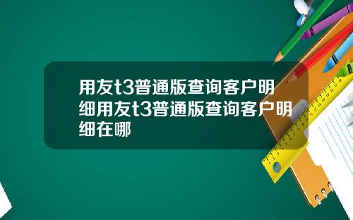 用友t3普通版查询客户明细用友t3普通版查询客户明细在哪