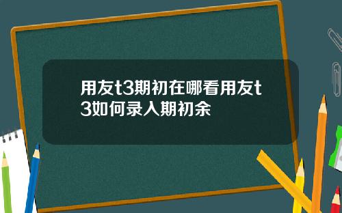 用友t3期初在哪看用友t3如何录入期初余