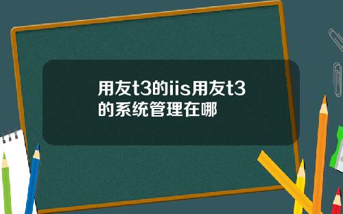 用友t3的iis用友t3的系统管理在哪