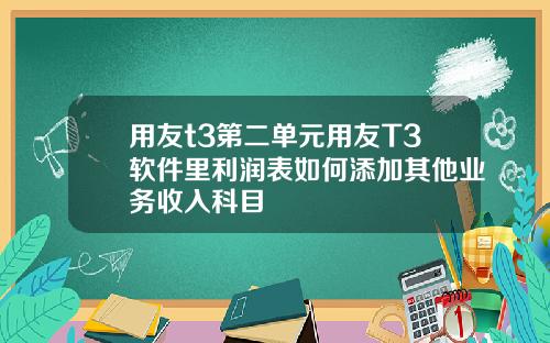 用友t3第二单元用友T3软件里利润表如何添加其他业务收入科目