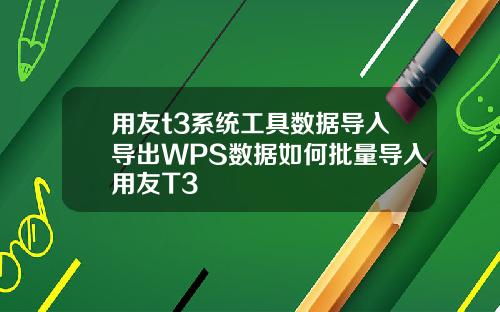 用友t3系统工具数据导入导出WPS数据如何批量导入用友T3