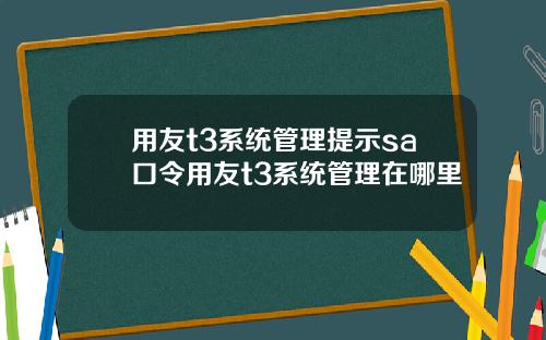 用友t3系统管理提示sa口令用友t3系统管理在哪里