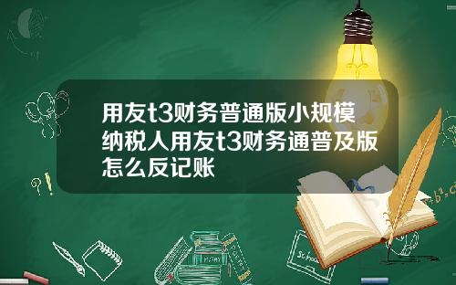 用友t3财务普通版小规模纳税人用友t3财务通普及版怎么反记账