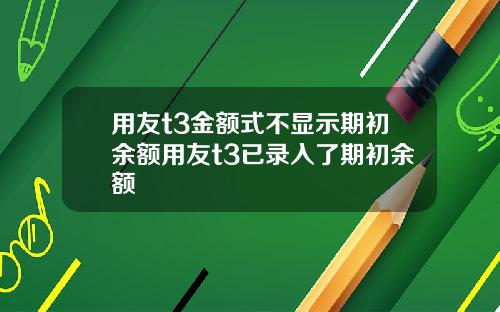 用友t3金额式不显示期初余额用友t3已录入了期初余额