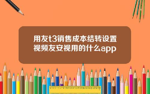 用友t3销售成本结转设置视频友安视用的什么app