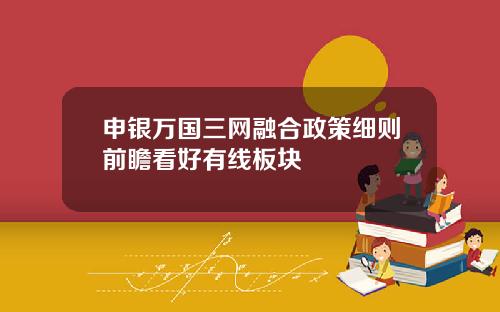 申银万国三网融合政策细则前瞻看好有线板块