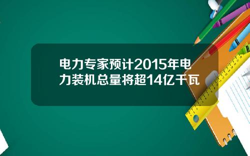 电力专家预计2015年电力装机总量将超14亿千瓦