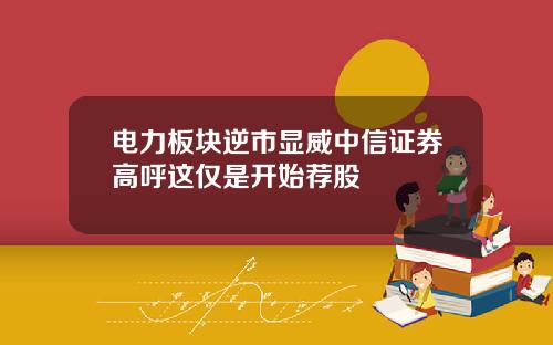 电力板块逆市显威中信证券高呼这仅是开始荐股
