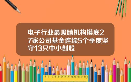 电子行业最吸睛机构摸底27家公司基金连续5个季度坚守13只中小创股