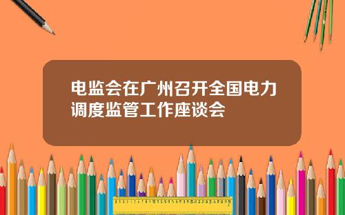 电监会在广州召开全国电力调度监管工作座谈会