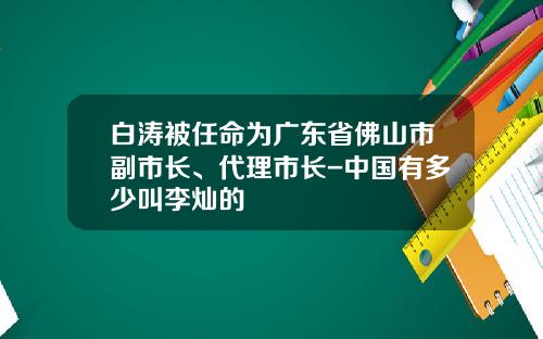 白涛被任命为广东省佛山市副市长、代理市长-中国有多少叫李灿的