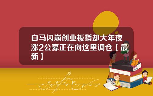 白马闪崩创业板指却大年夜涨2公募正在向这里调仓【最新】