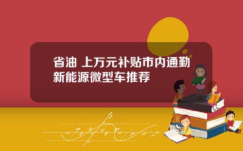 省油+上万元补贴市内通勤新能源微型车推荐