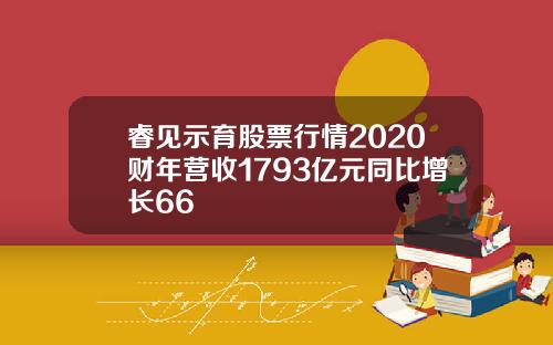 睿见示育股票行情2020财年营收1793亿元同比增长66