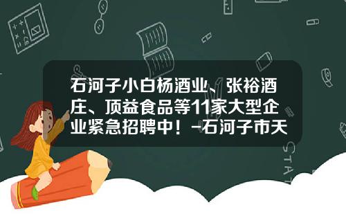 石河子小白杨酒业、张裕酒庄、顶益食品等11家大型企业紧急招聘中！-石河子市天宏房地产公司
