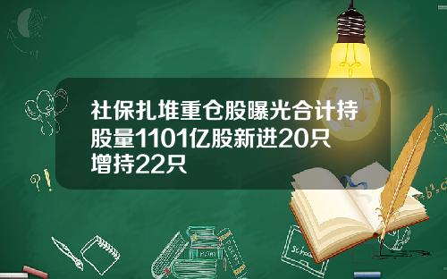 社保扎堆重仓股曝光合计持股量1101亿股新进20只增持22只