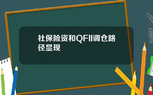 社保险资和QFII调仓路径显现