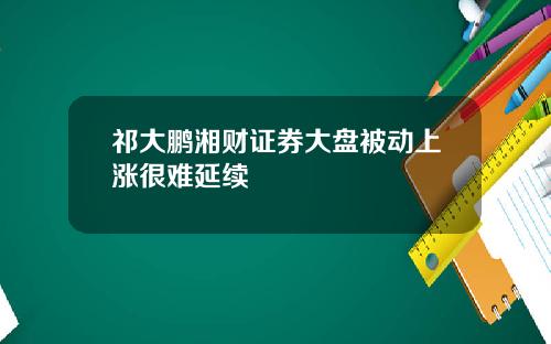 祁大鹏湘财证券大盘被动上涨很难延续