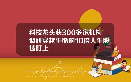 科技龙头获300多家机构调研穿越牛熊的10倍大牛股被盯上
