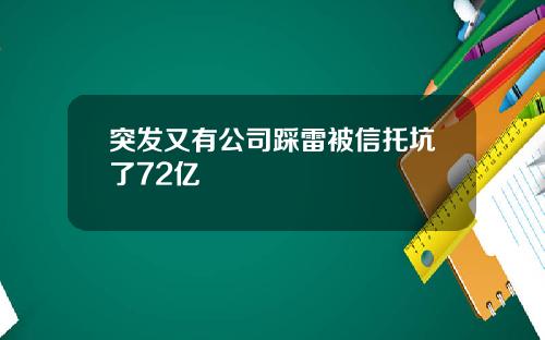 突发又有公司踩雷被信托坑了72亿