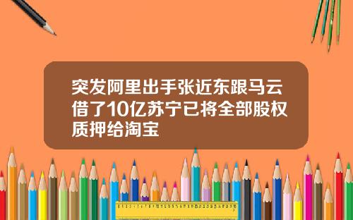 突发阿里出手张近东跟马云借了10亿苏宁已将全部股权质押给淘宝