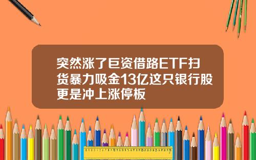 突然涨了巨资借路ETF扫货暴力吸金13亿这只银行股更是冲上涨停板