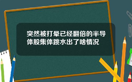 突然被打晕已经翻倍的半导体股集体跳水出了啥情况