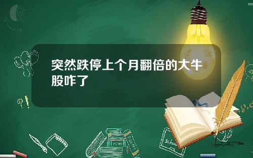 突然跌停上个月翻倍的大牛股咋了