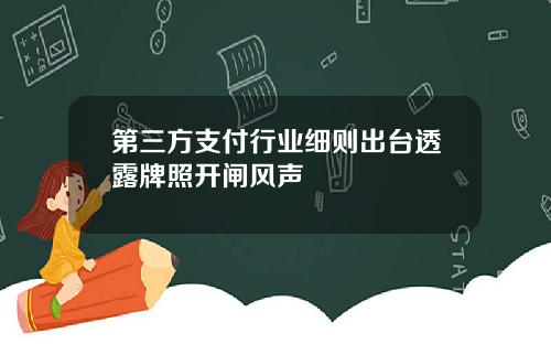 第三方支付行业细则出台透露牌照开闸风声