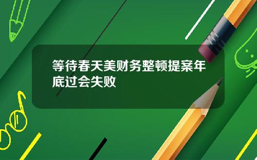 等待春天美财务整顿提案年底过会失败