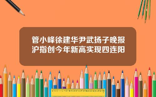 管小峰徐建华尹武扬子晚报沪指创今年新高实现四连阳