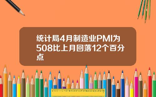 统计局4月制造业PMI为508比上月回落12个百分点