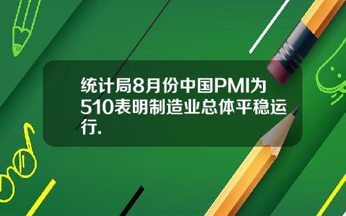 统计局8月份中国PMI为510表明制造业总体平稳运行.