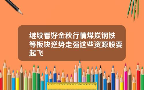 继续看好金秋行情煤炭钢铁等板块逆势走强这些资源股要起飞