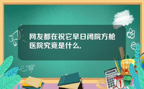 网友都在祝它早日闭院方舱医院究竟是什么.