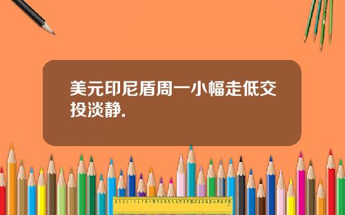 美元印尼盾周一小幅走低交投淡静.