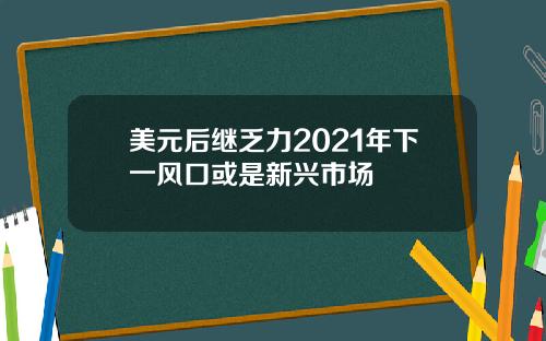 美元后继乏力2021年下一风口或是新兴市场