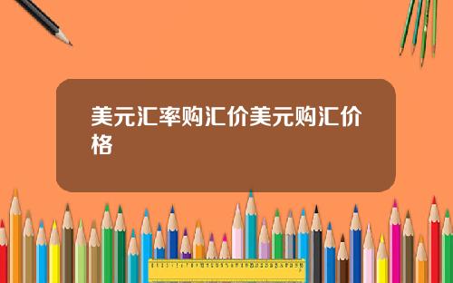 美元汇率购汇价美元购汇价格