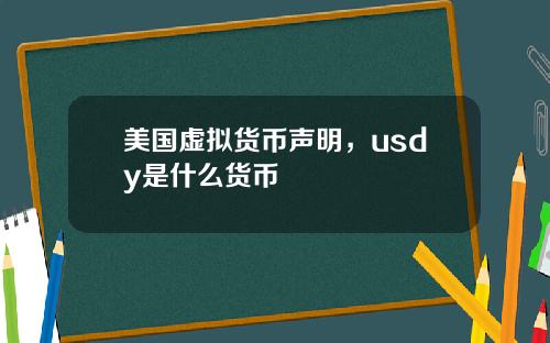 美国虚拟货币声明，usdy是什么货币