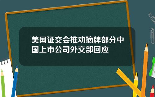 美国证交会推动摘牌部分中国上市公司外交部回应