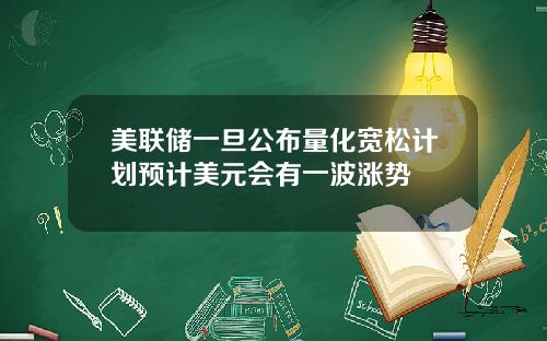 美联储一旦公布量化宽松计划预计美元会有一波涨势