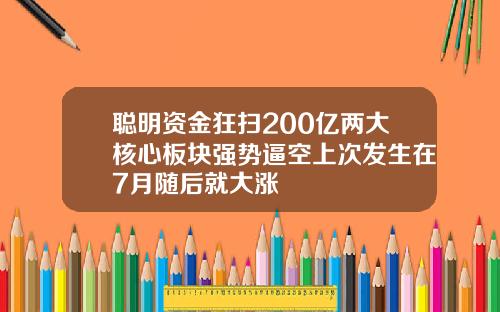 聪明资金狂扫200亿两大核心板块强势逼空上次发生在7月随后就大涨