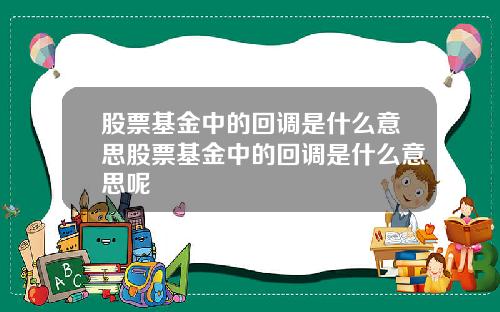 股票基金中的回调是什么意思股票基金中的回调是什么意思呢