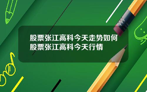 股票张江高科今天走势如何股票张江高科今天行情