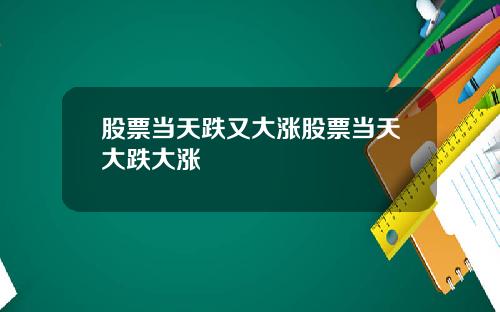 股票当天跌又大涨股票当天大跌大涨