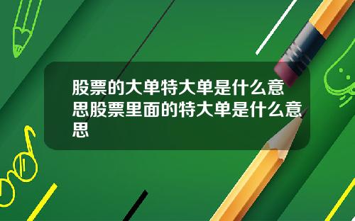 股票的大单特大单是什么意思股票里面的特大单是什么意思