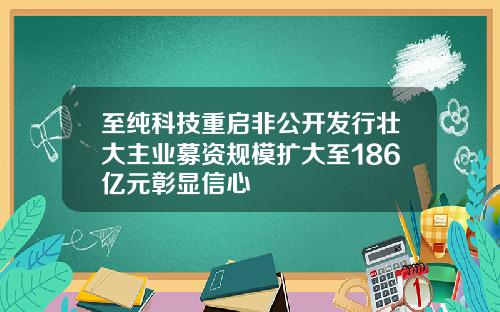 至纯科技重启非公开发行壮大主业募资规模扩大至186亿元彰显信心