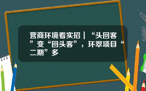 营商环境看实招｜“头回客”变“回头客”，环翠项目“二期”多