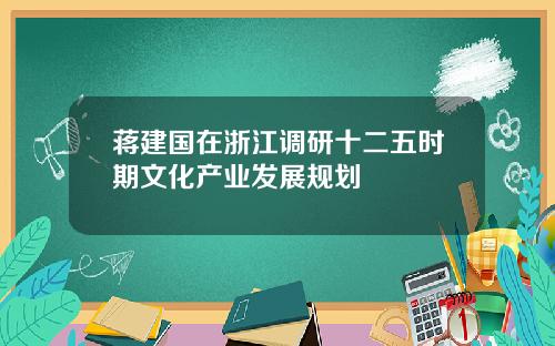 蒋建国在浙江调研十二五时期文化产业发展规划